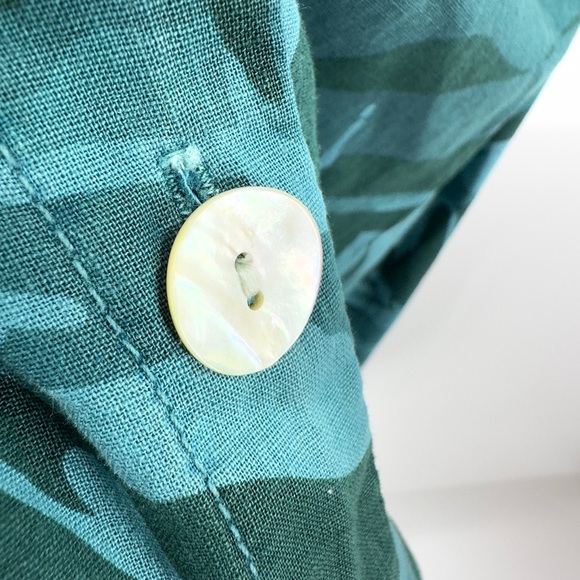 XCVI Wearables Minerva Tank Top Womens Size M Linen Blend Teal Blue Tie Button - Picture 4 of 11